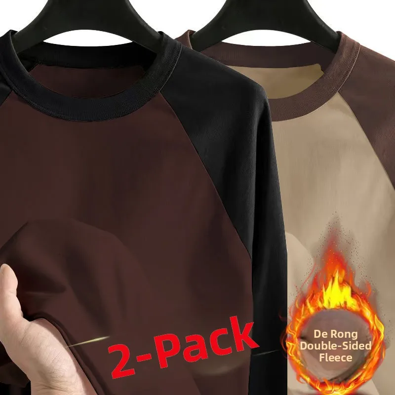 

Warm Double-sided Fce Long Sve Base irt American Retro Sle for Work Casual oulder Insert Design Men's T-irt Swe...