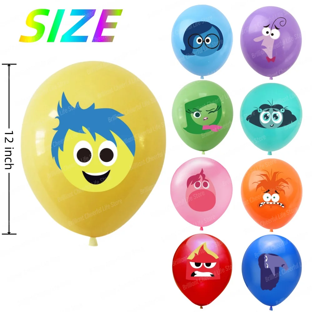 9/18PCS 12Inch Disney Inside Out 2 Latex Balloon Set Globo Boy Girl\'s Birthday Party Baby Shower Party Decorations Kid Toys