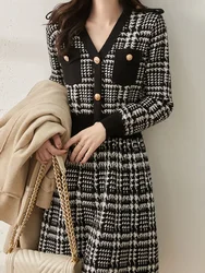 Autumn and winter new small fragrant vintage knit dress son high-grade temperament of a thin sweater dress lady