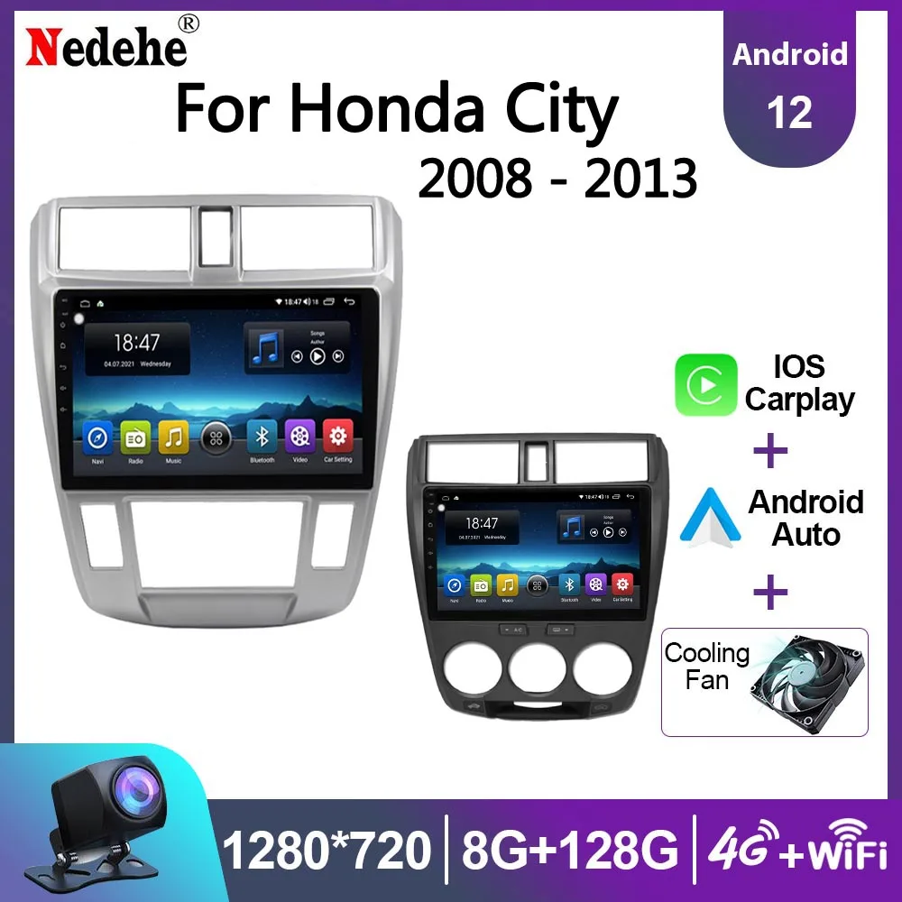 

8G 128G Car Radio Carplay Stereo 2 Din Android 12 Auto Audio GPS Multimedia Video Player For Honda City 2008 2010 2011 2012 2013