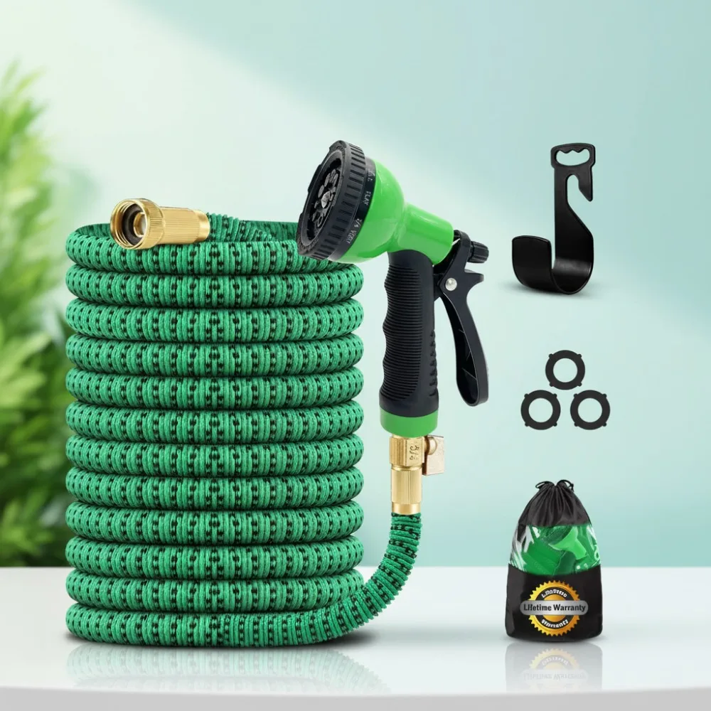 

50ft Expandable Garden Hose with 10 Spray Nozzle - Heavy Duty 3750D Strength Leak-Proof for Outdoor Watering