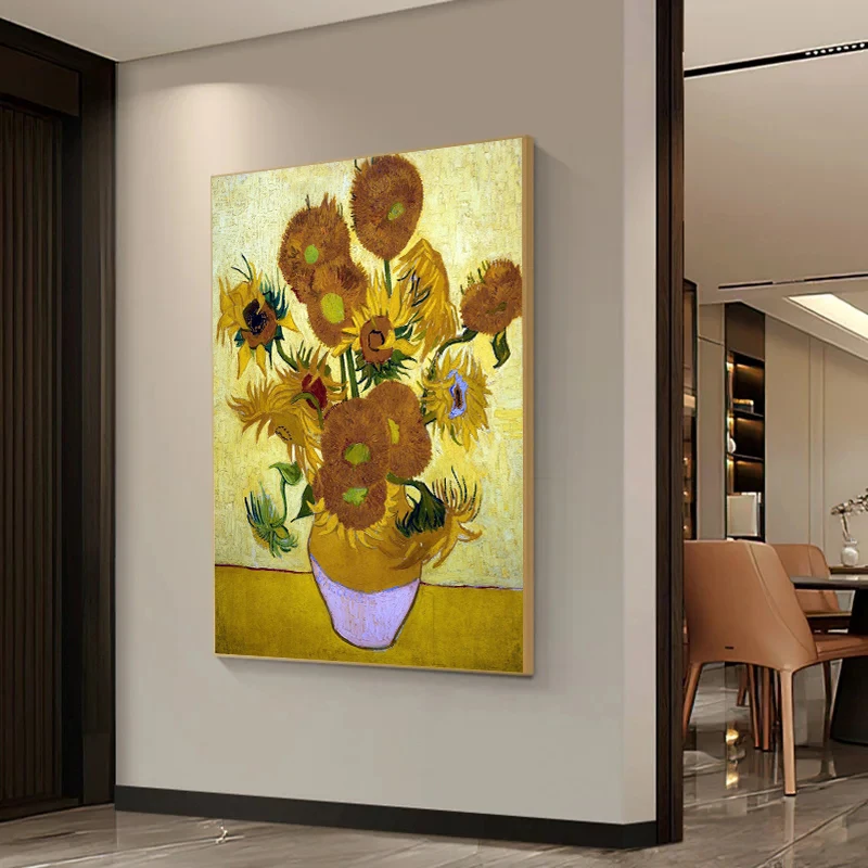 1pc frameless Canvas Painting Impressionist Vincent Van Gogh Bouquet Sunflowers in Vase Poster Print Canvas Painting Abstract Ro - view 4