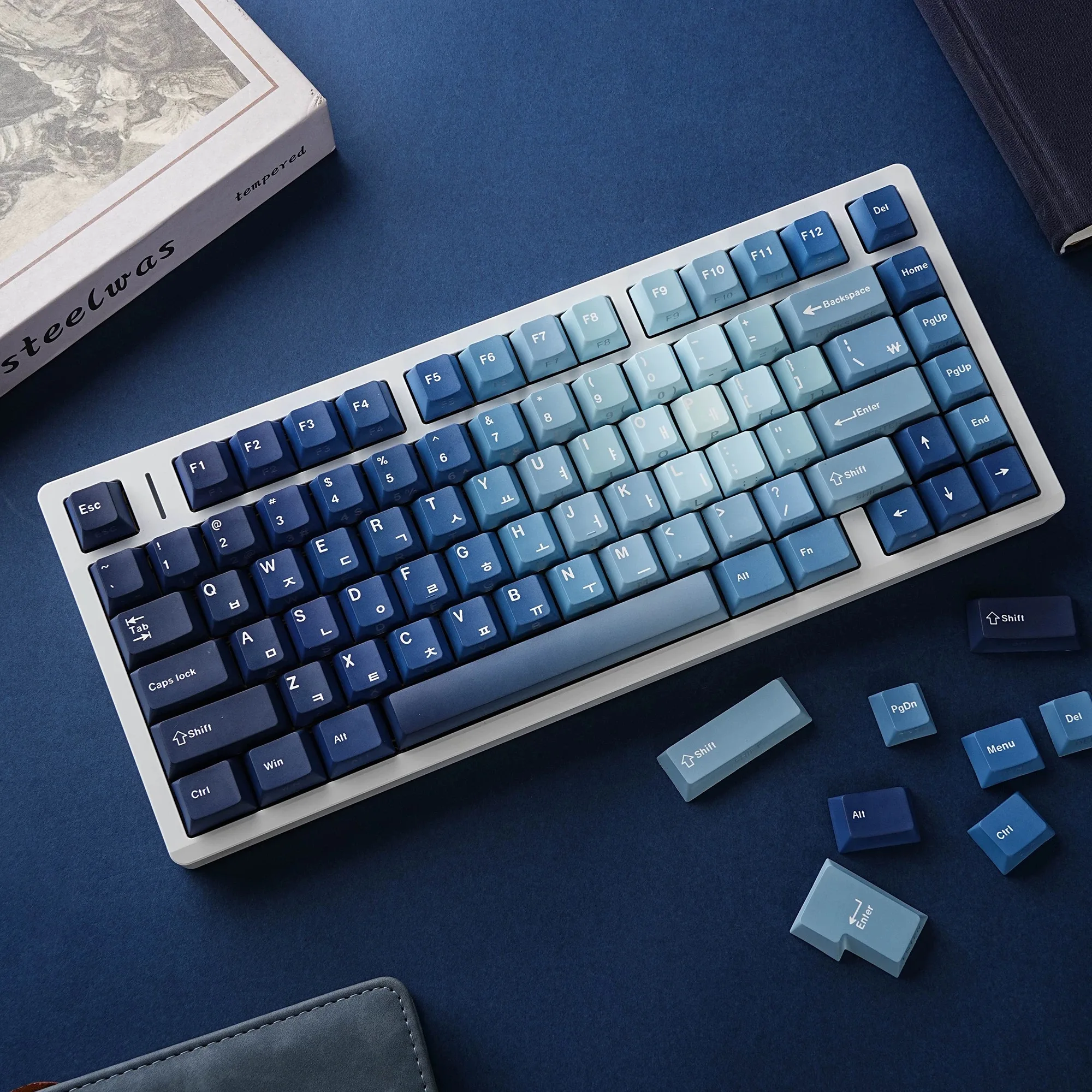 Korean Russian Japanese Spanish French German Keycap 130 Cherry Profile Double Print Backlight Key Cap Mechanical Keyboard AJAZZ