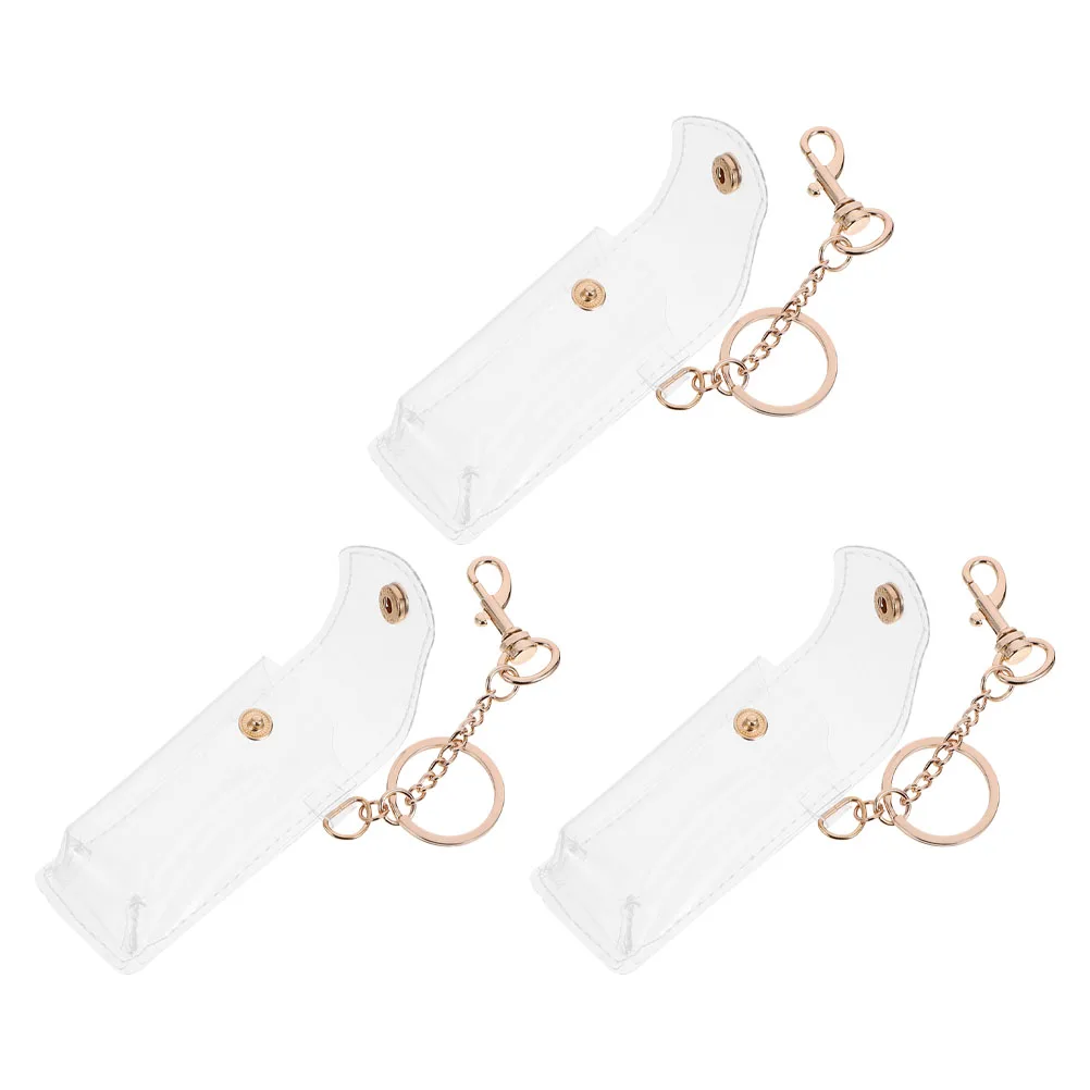 

3pcs Transparent Lipstick Sleeve Pvc Keychain Holder Portable Makeup Organizer Bag Hanging Ornament For Coins Earphones Dust