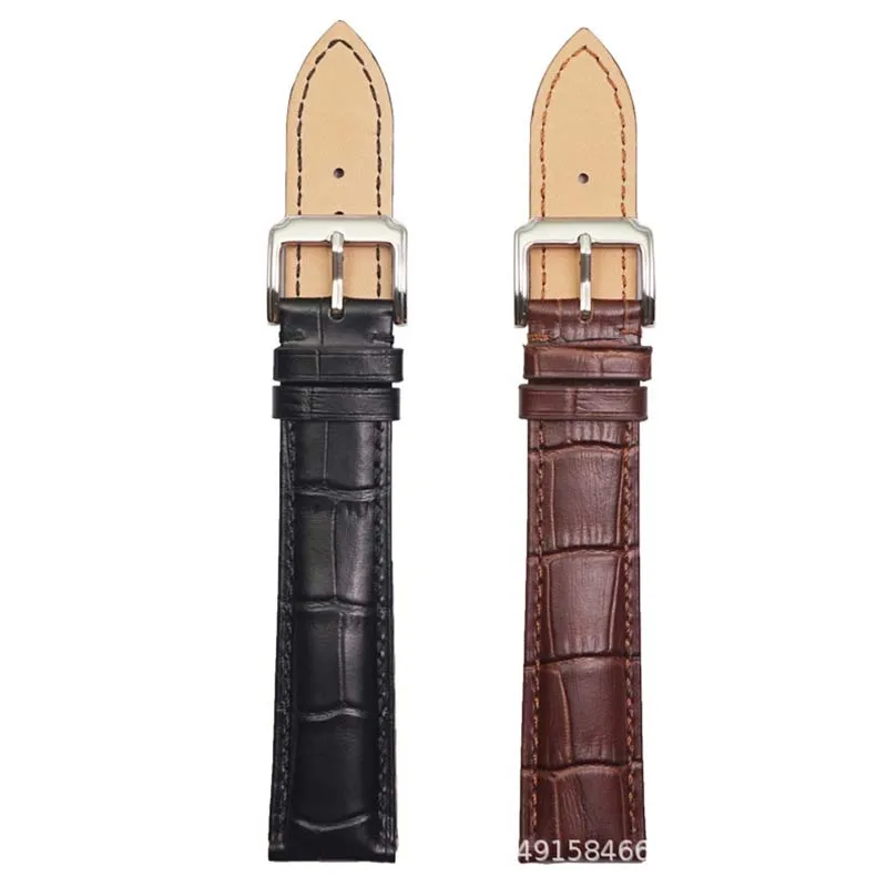 حزام ساعة من الجلد الطبيعي الممتد لأي حزام ساعة أسود بني 20 مم 21 مم 22 مم XL مقاس 135 + 90 مم سوار معصم من جلد البقر