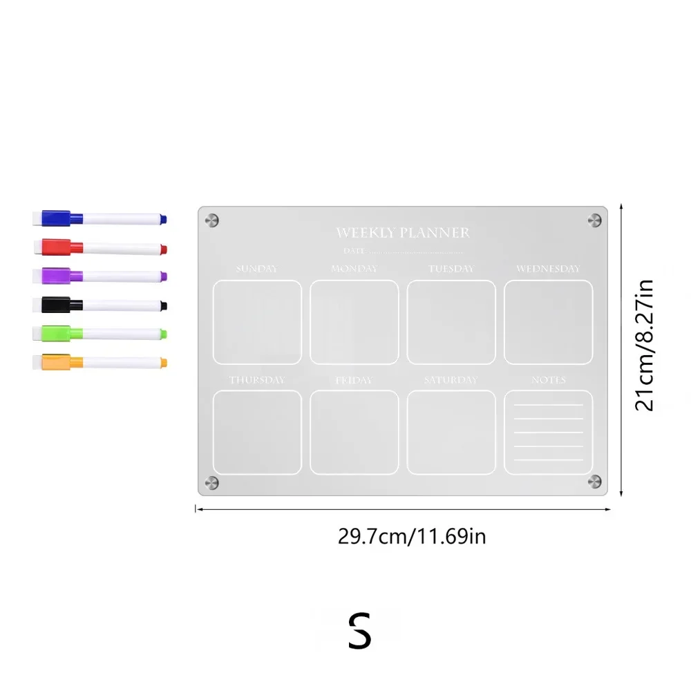 HD Magnetic Refrigerator Sticker A3 A4 transparent acrylic Weekly planner message board Fridge Writing Remind Message Board