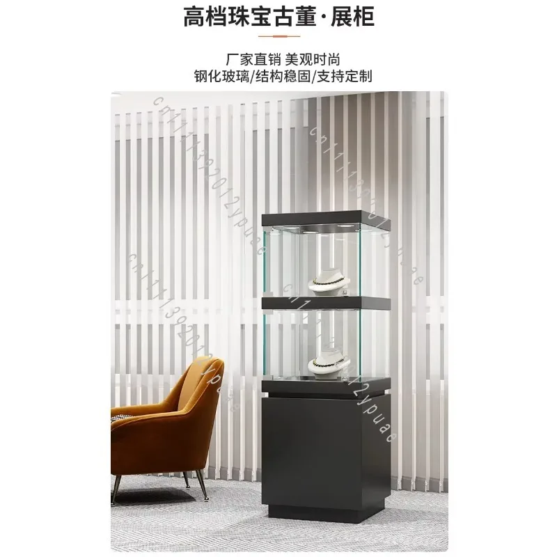 Display Cabinet Dustproof Glass Showcase Jewelry Jade Antique Cultural Relics Collection Cabinet Home Museum Exhibition Stand