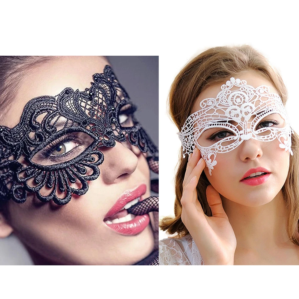 Women Carnival Mask Hollow Lace Masquerade Face Mask Princess Prom Party Props white Eye Mask Halloween Costume for Women