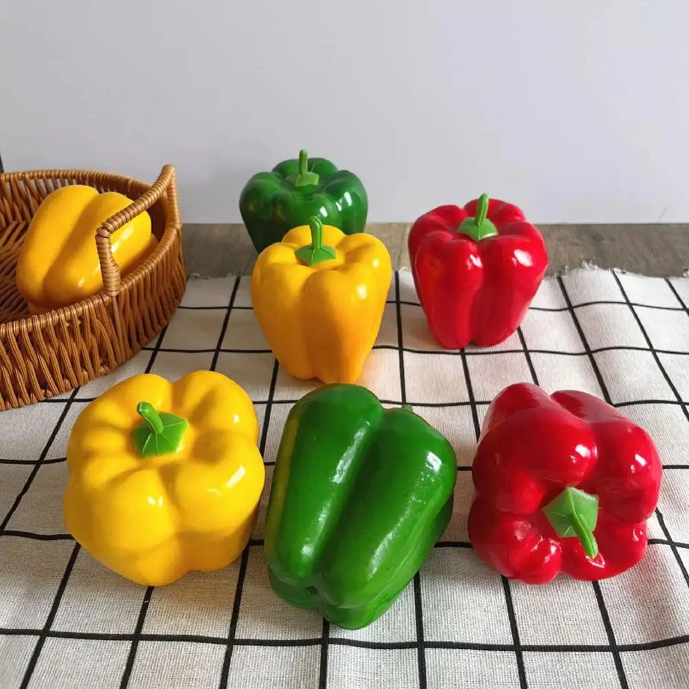 Simulated Colorful Pepper Model Replica Realistic Vegetable Shape Arrangement Accessorie Chili Ki Decor Display Pepper Fake B0F9