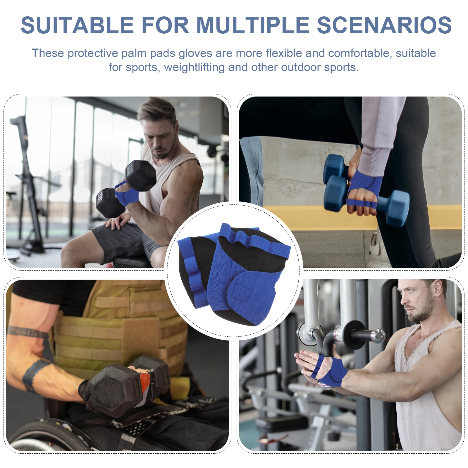 

Weightlifting Gloves Palm Pads Gym Training Blue Thin Breathable Wrist Straps Sports Wrist Straps Fitness Accessories