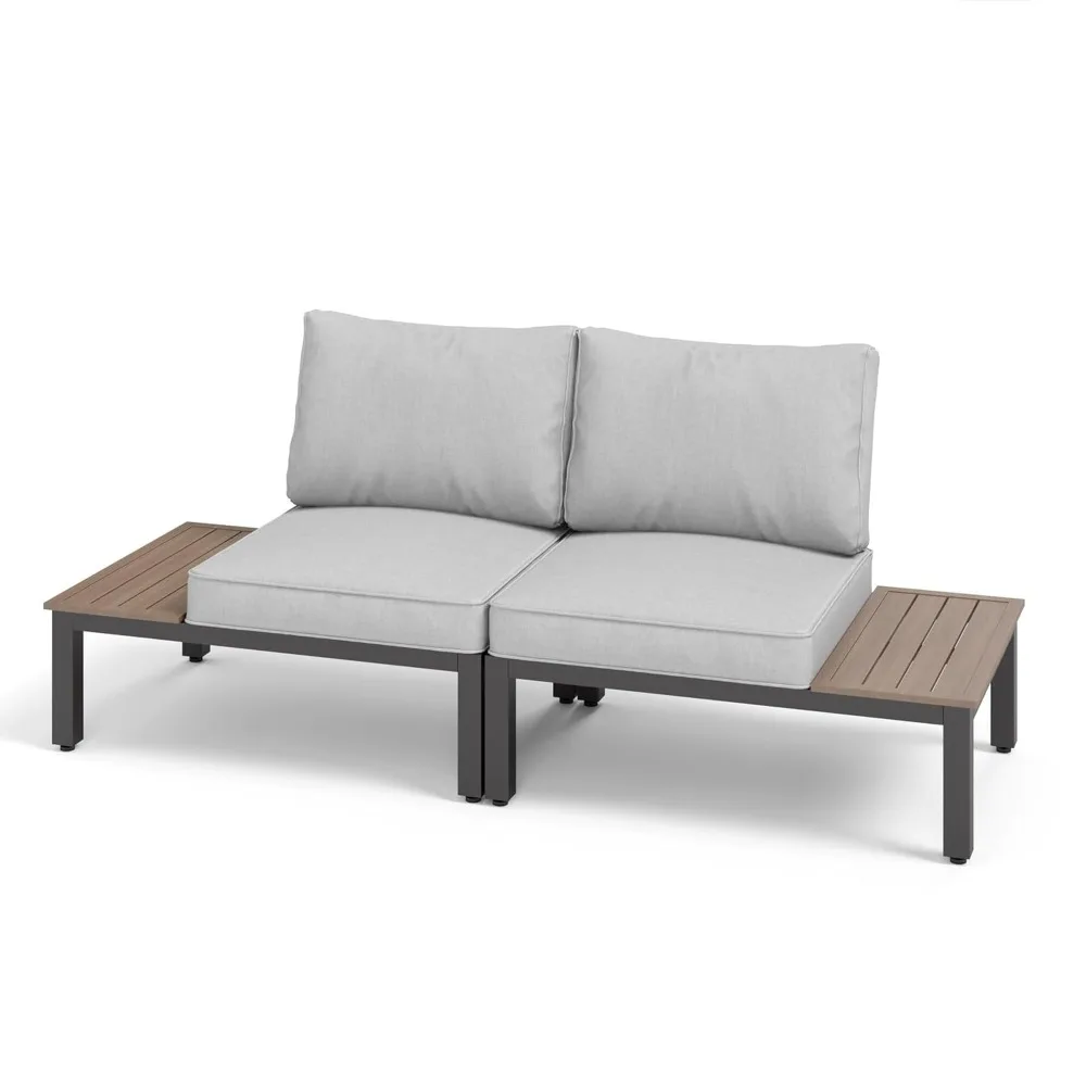 

Outdoor Patio Furniture Set, Metal Sectional Sofa Set Patio Conversation Set with Cushions-2 x Single Sofa, Customized