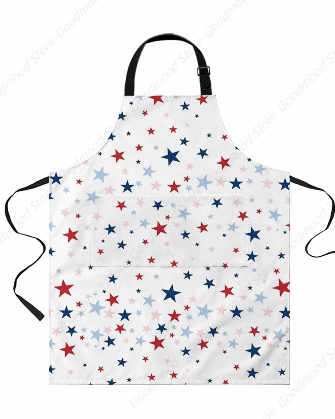 Aprons for Women with 2 Pockets, Waterproof Adjustable Strap Chef Apron for Men Independence Day Colored Five-Pointed Star