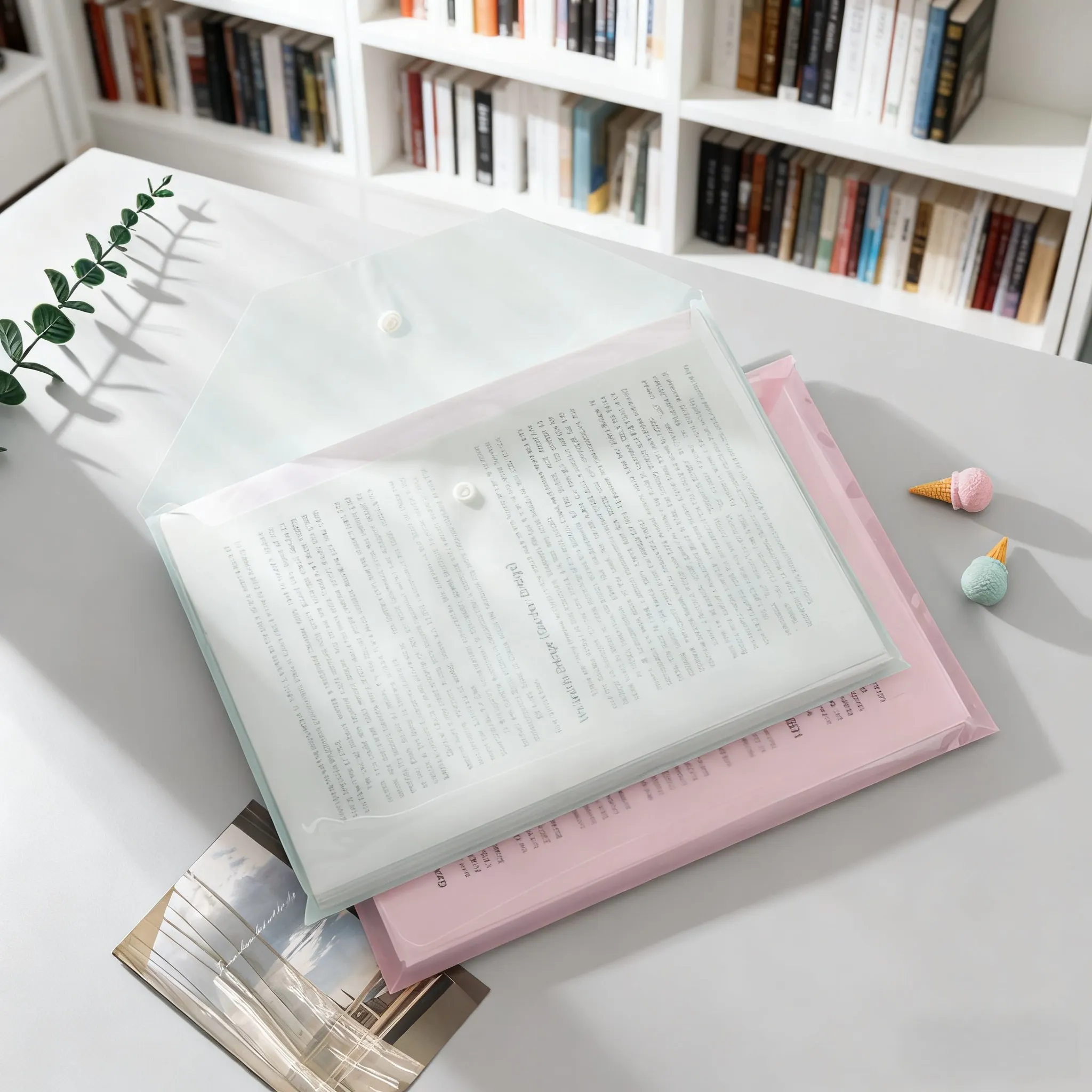 Bolsa de arquivo Morandi Snap, estojo transparente A4 à prova d'água de alta qualidade, bolsa de armazenamento de plástico específica para exame, espessada e grande capacidade