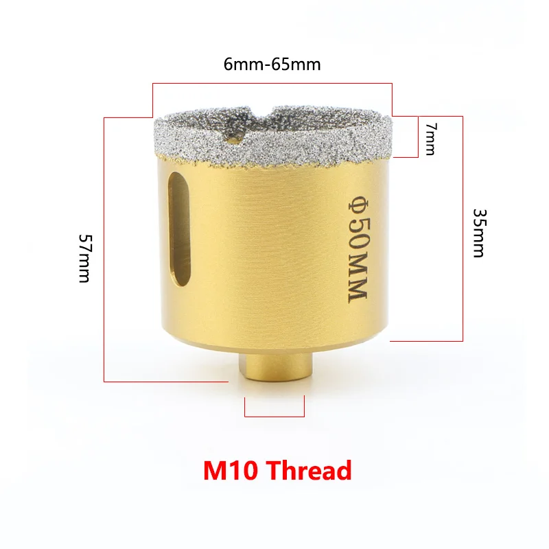Marble Tile Hole Saw M10 Thread Brazed Diamond Drilling Core Bit Ceramic Hole Saw Granite Marble Porcelain Brick Drill Bit Tools