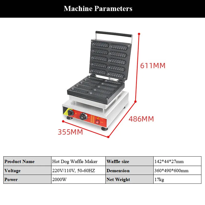 TIMCO Hot Dog Waffle Maker 10pcs New Commercial Electric Corn Lolly Hotdog Stick Muffin Waffle Machine