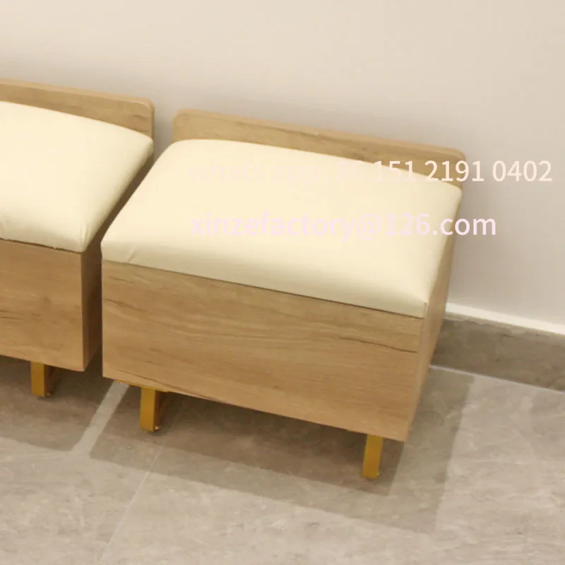 

Customizable Scandinavian Wood Entryway Bench - Slim Storage Ottoman for Bed End/Salon, Natural Finish Shoe Seat Upholstered Ben