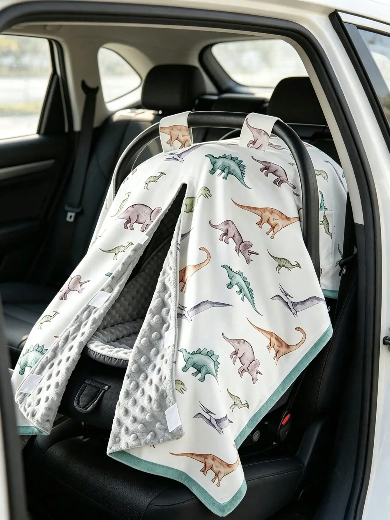 Cartoon Dinosaur Print Infant Car Seat Cover - Multifunctional Nursing Cover / Sunshade