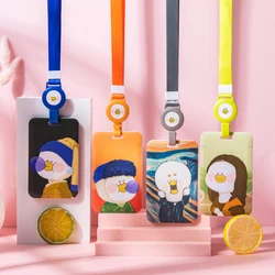 Name Pass Cover Cartoon Keychain Bus Card Protection Cover Pull Badge Holders Oil Painting Card Case Hang Rope Card Holder