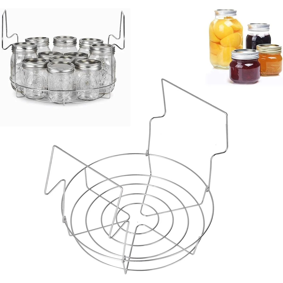 

Stainless Steel Canning Rack Contoured Stainless Steel Handles Holds 8 X 50ml Liquid Mason Jars For Home And Kitchen