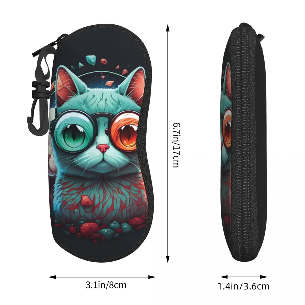 Cute Cat Glasses Case cartoon animal Sunglasses Pouch Travel Fashion Eyewear Bag Zipper Men Women Eyeglass Protector