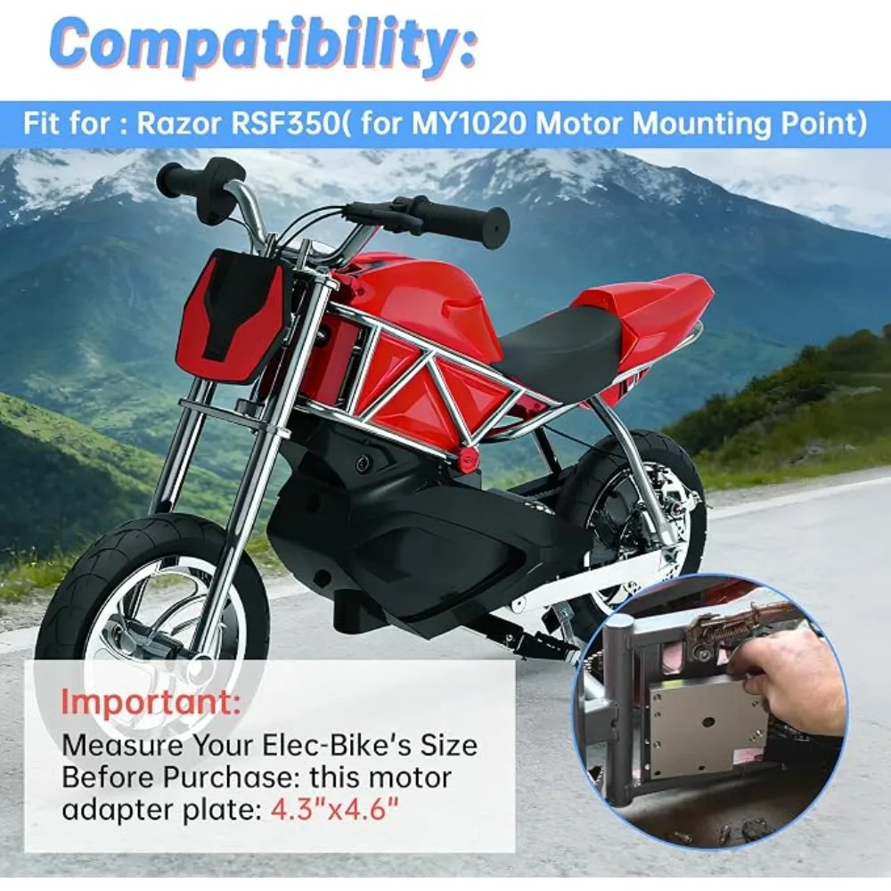 Motor Adapter Plate Set, Compatible with Razor RSF350 Models, Fit for MY1020 Motor Upgrade