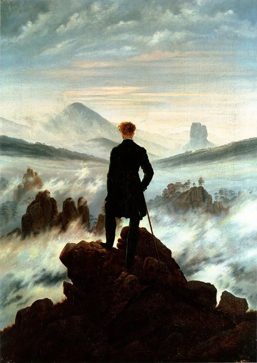 Caspar David Friedrich: Der Wanderer über dem Meer des Nebels, Druckkunst, Leinwand, Poster für Wohnzimmer, Dekoration, Zuhause, Wandbild