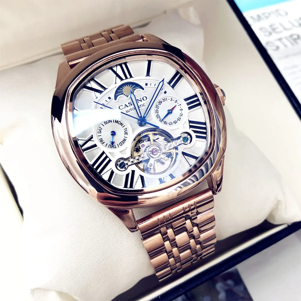 Luxury tourbillon watch men's self-winding mechanical watch top brand business watch multifunction clock Caseno