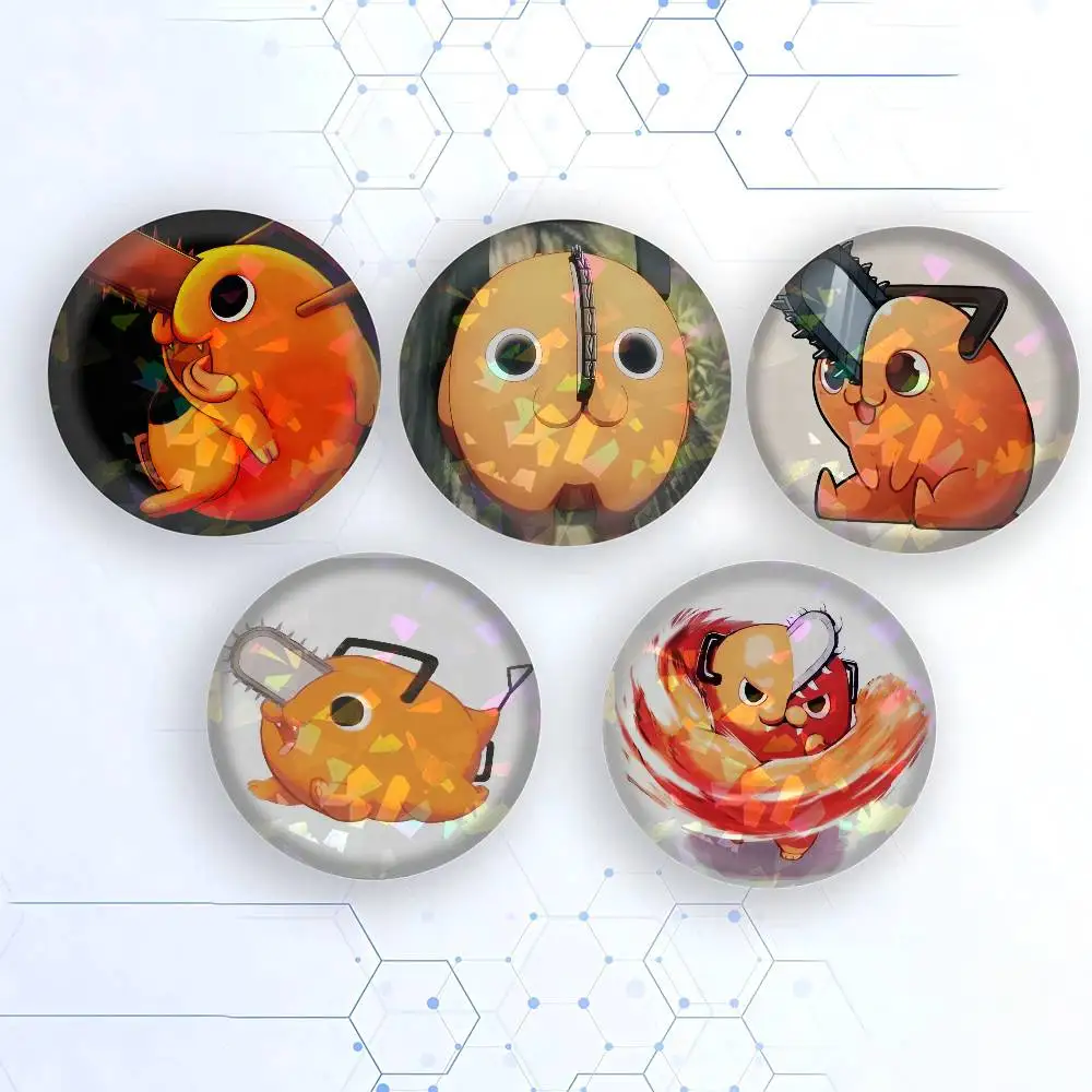 Chainsaw Man Pochita  Round Snap-in Brooches Rock Band Lapel Pins  Badges Fan Collection Accessories Jewelry Handmade Gifts
