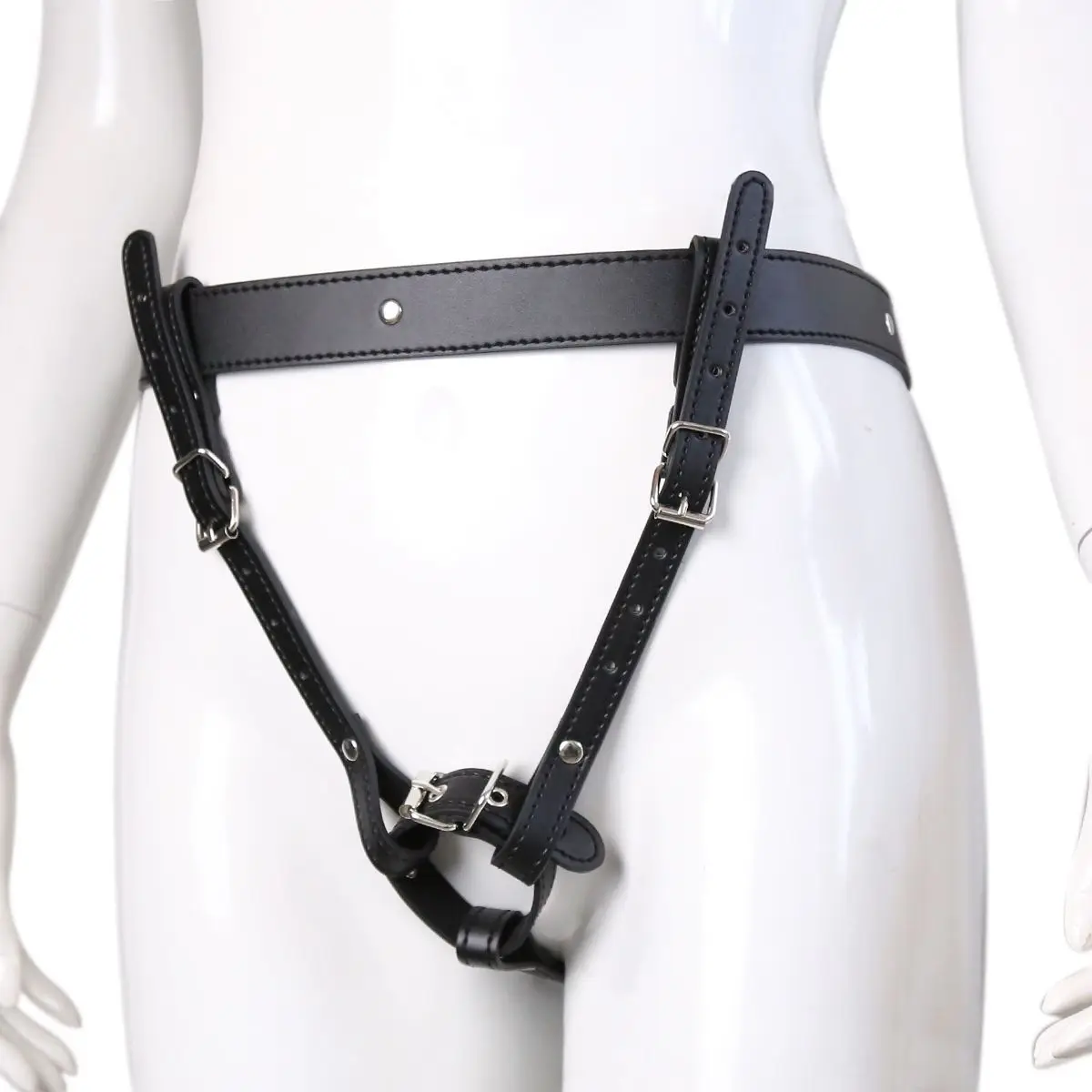 Black Leather Chastity Belt Underwear Lock Penis Ring Pants Adult Alternative Flirting Sex RolePlay Toys for Men and Couples
