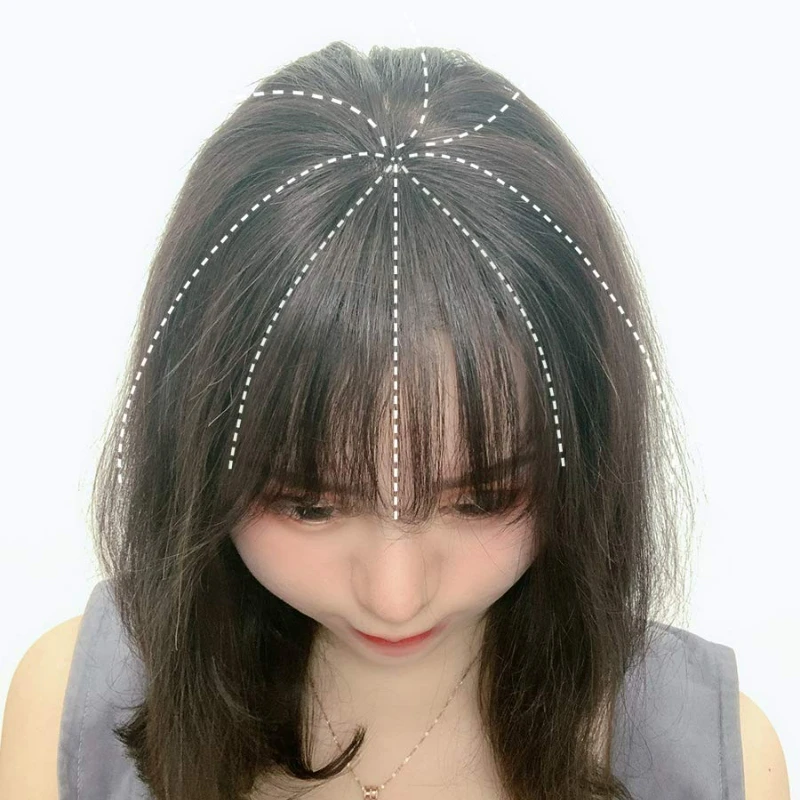 100% Human Hair Hand Made Air Bangs for Women Clip on Fringe Hair Extension 4.7” in Length