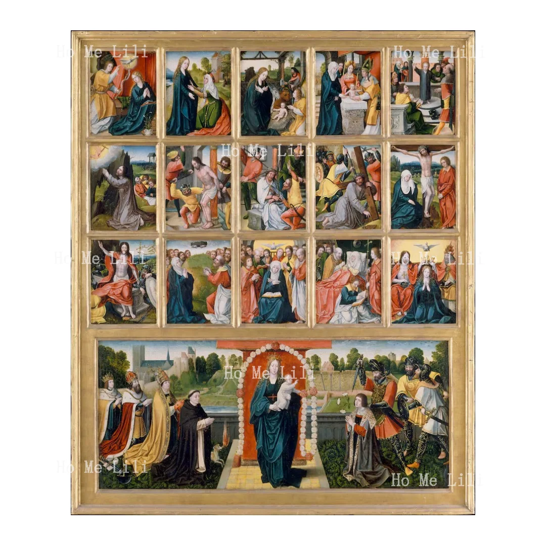 Christian Religious Wall Art The Fifteen Mysteries And The Virgin Of The Rosary Catholic Art Medieval Tapestry Renaissance Art