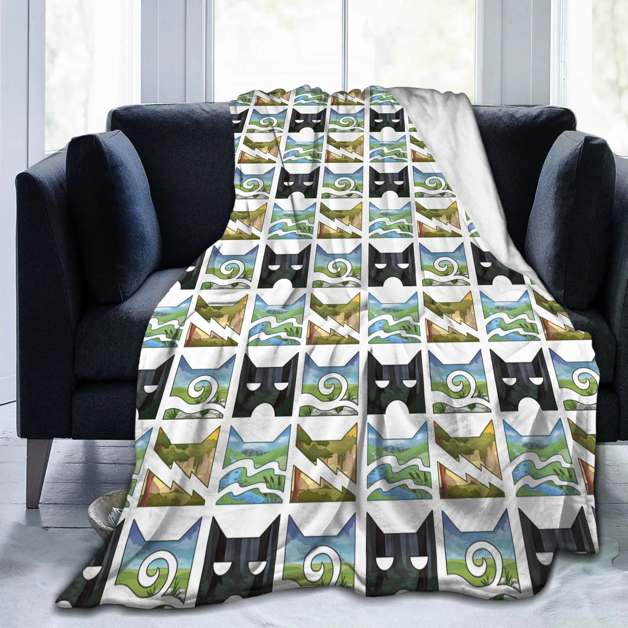 Firestar Graystripe Cats Funny Blankets Flannel Cartoon Warriors Soft Throw Blanket for Sofa Travel Breathable Multi-function