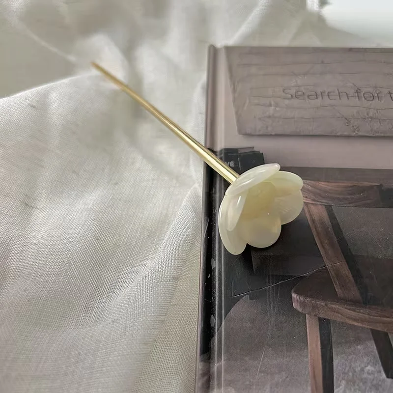 1. An elegant French-style floral hair accessory - acetate fiber flowers, in various colors. For daily wear, flower hairpin. view 6