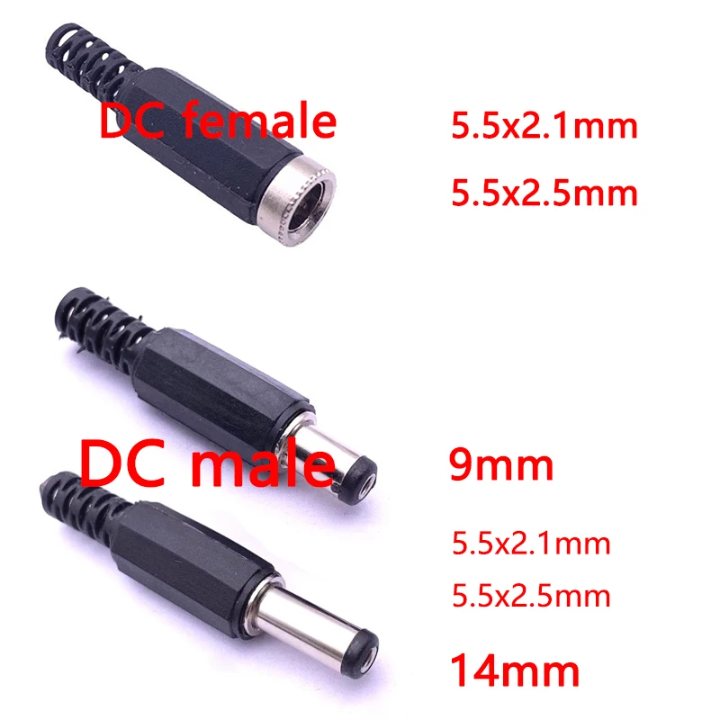 

20PCS 5.5mmX2.5mm Male Female Jack DC Power Plug 5.5*2.1mm Solder Type Adapter Adaptor Connector DC Barrel Plugs