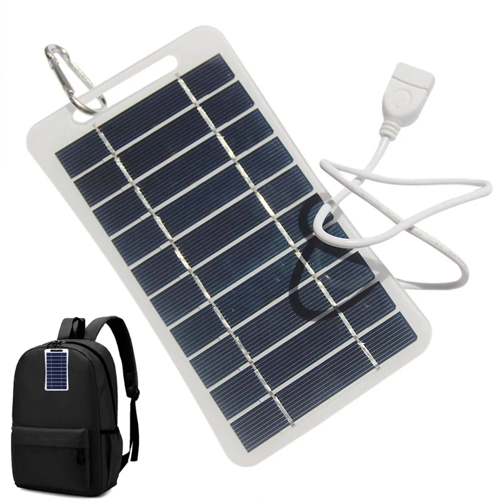 2W 5V Mini USB Solar Panel with 1.6 FT USB Cable Solar Charger Hand Warmer for Phones Fans Flashlight Power Bank