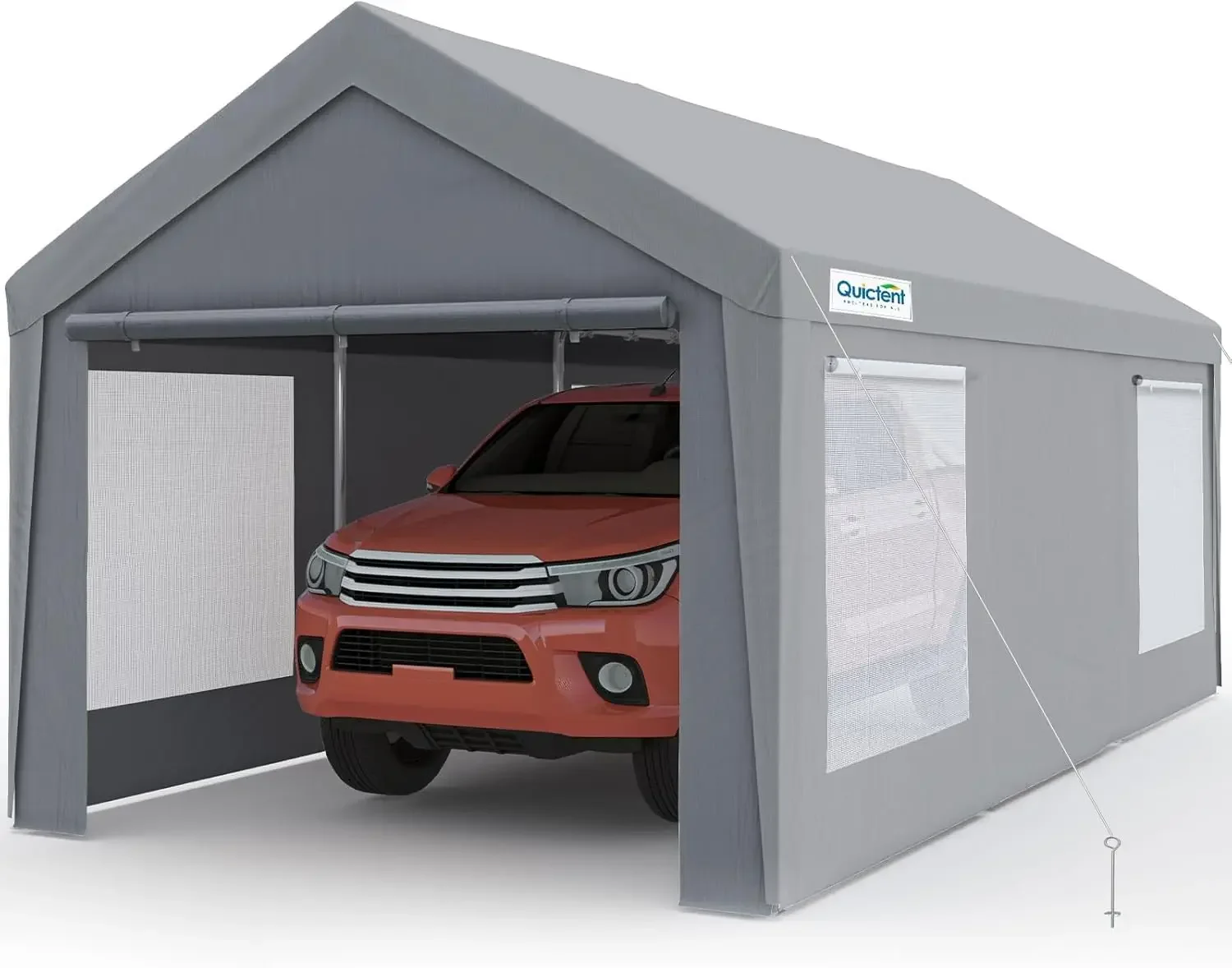 

Quictent 10x20 ft Heavy Duty Carport Canopy Galvanized Car Tent Outdoor Garage Boat Shelter with Reinforced Structure - Gray