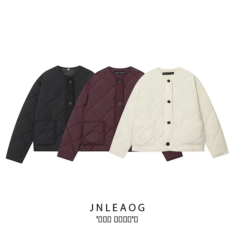 

JNLEAOG, осеннее новое женское хлопковое пальто-джат с нагрудником, круглое сетчатое пальто Street Sle Long Sve на молнии C...