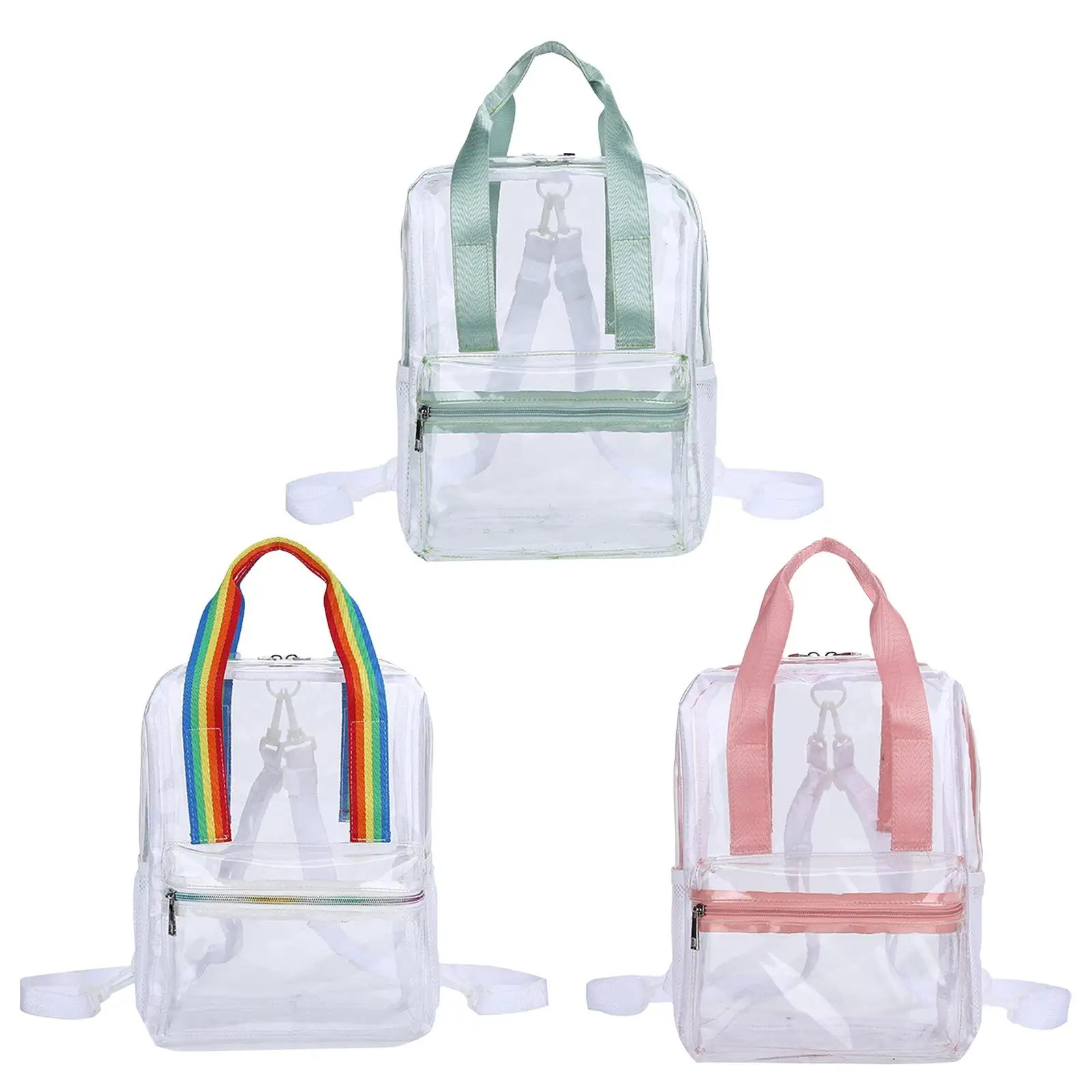 Mochila PVC transparente para acampar e caminhar, saco escolar claro, saco traseiro