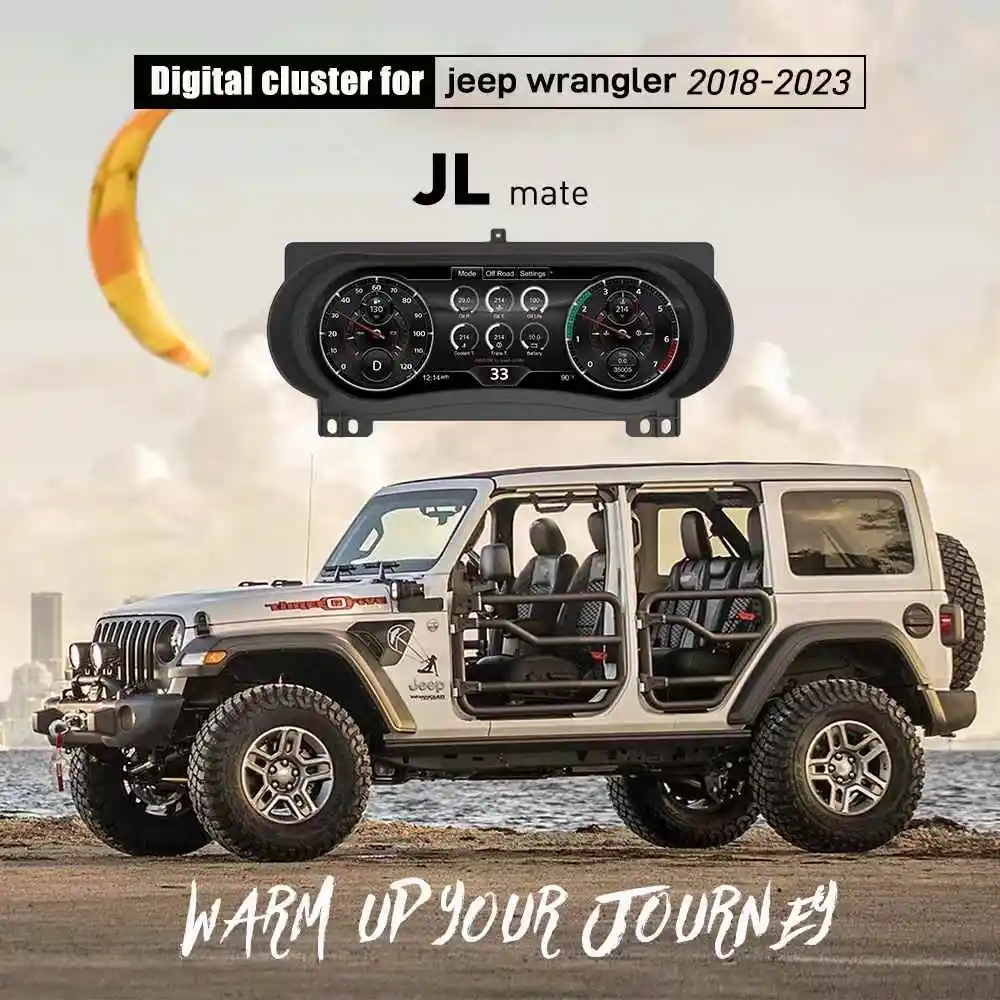 

Последняя версия автомобильного цифрового кластера для Jeep Wrangler 2018-2023, JL Mate Cluster Instrument, 12,3-дюймовый HD-экран, спидометр, приборная панель