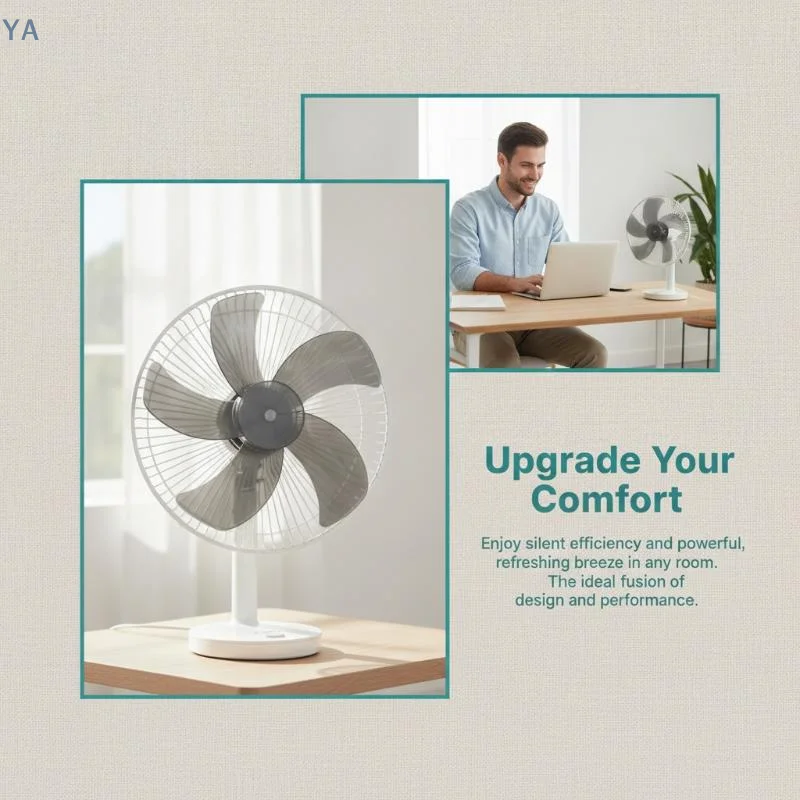 【SA】Durable 5 Leaf Fan Blade with Secure Nut Cover Plastic Replacement Part for Home Stand Desk Fans