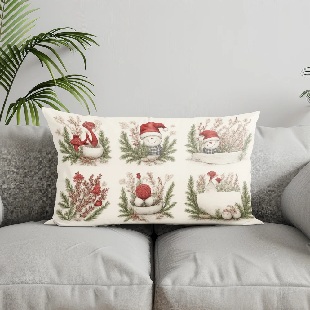 ديكور المنزل عيد الميلاد ثلج وعناصر المزرعة مناسبة لغرفة نوم الأريكة غطاء وسادة السيارة وسادة الظهر المستطيلة