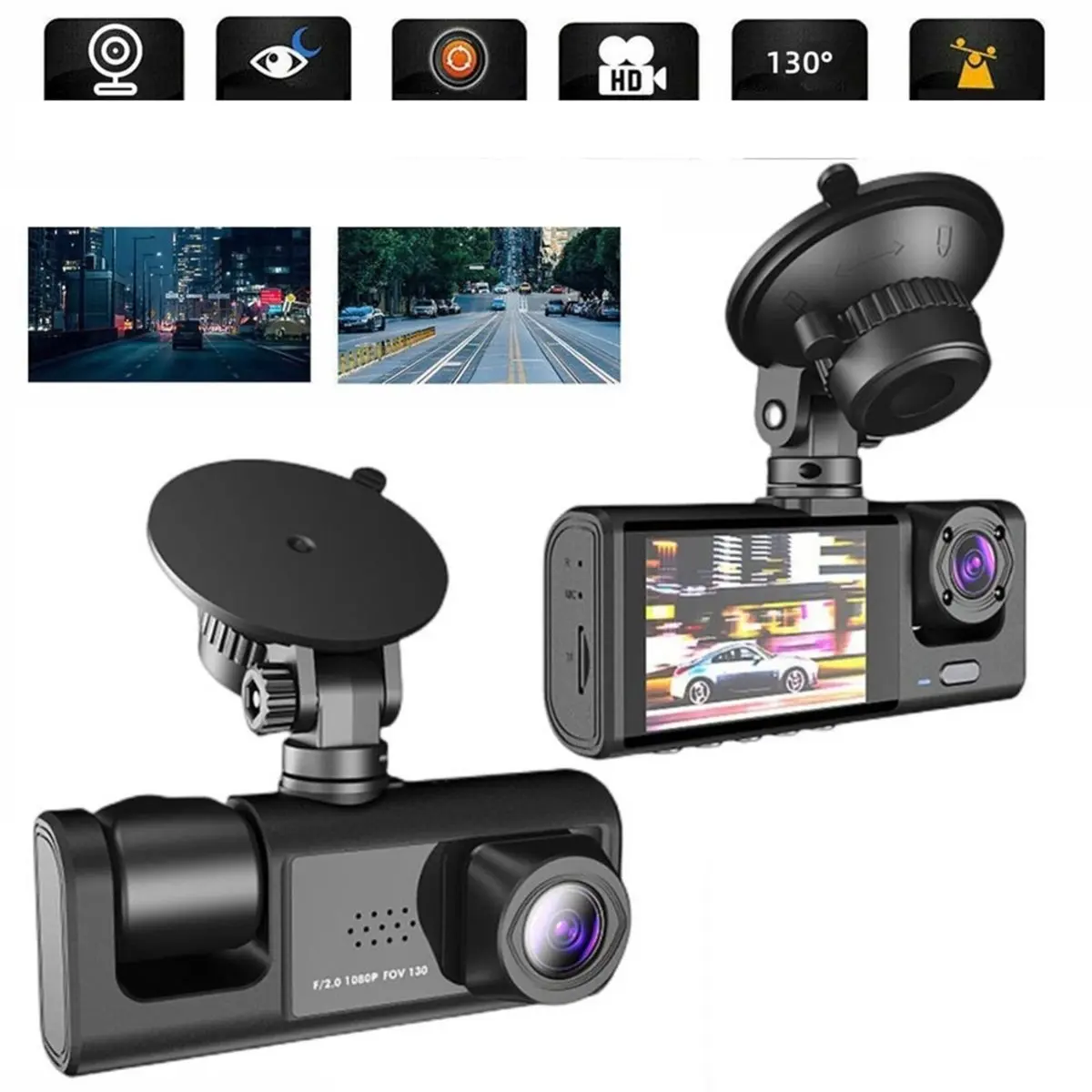 AU47-Car DVR 3Channel Dash Cam for Car Video Recorder WIFI Dashcam Front and Rear View Camera Night Vision Car Accessories