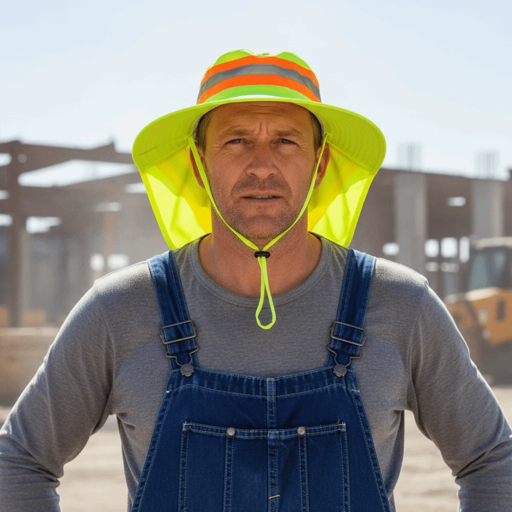 

Регулируемая Солнцезащитная Шляпа с Отражающими Элементами, Защита от УФ-лучей, Шляпа-Ведро с Широкими полями и Защитой для Шеи