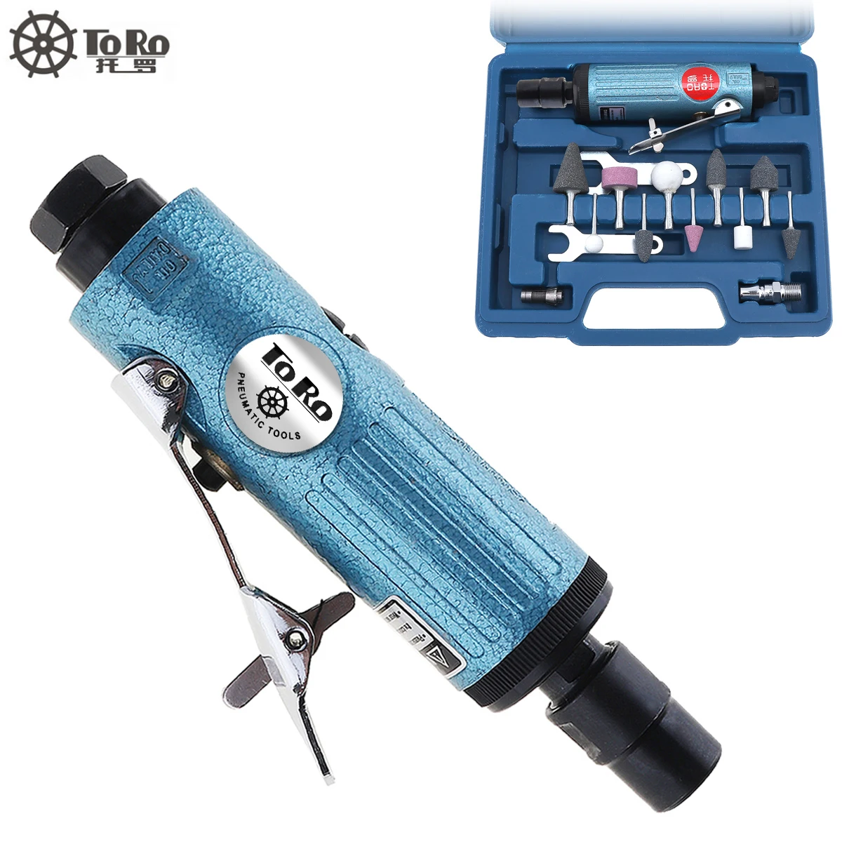 1/4 inch Pneumatic Air Die Grinder Polishing Engraving Tool with 14Pcs Rotary Tool Kit for Grinding / Engraving / Tire Repair