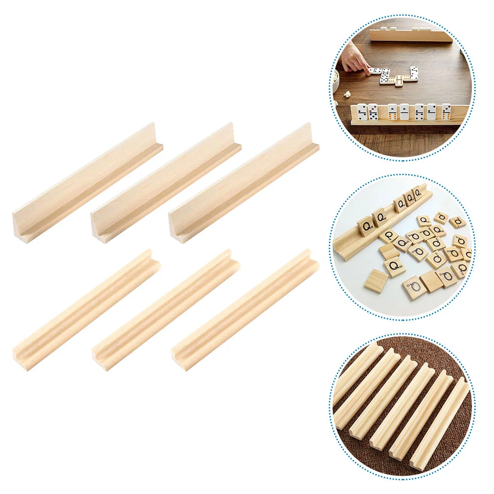 6 Pcs Mahjong Rack Domino Stand Show Wooden Displaying Holder Child Plateau Chromino