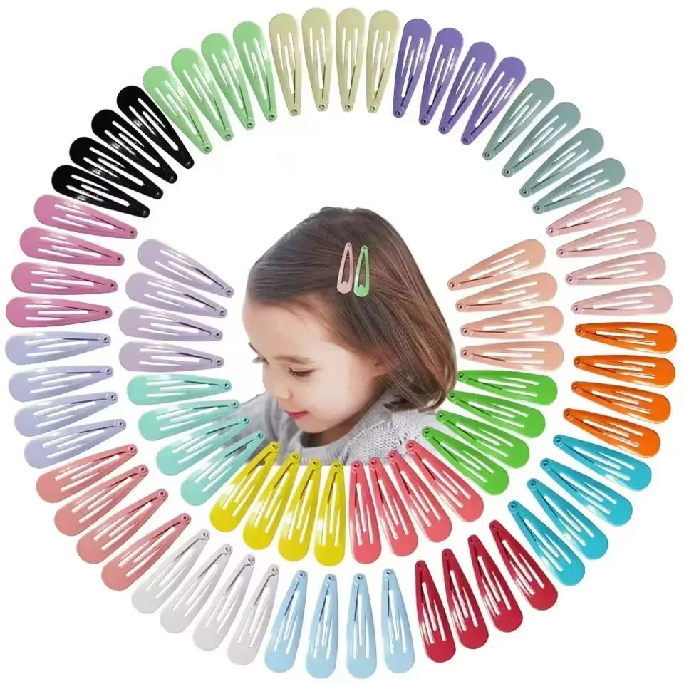Random Mixed Color BB Hair Clips, Metal Snap Barrettes, Cute Candy Color Hair Pins for Girls Kids Daily Hairstyle Decoration
