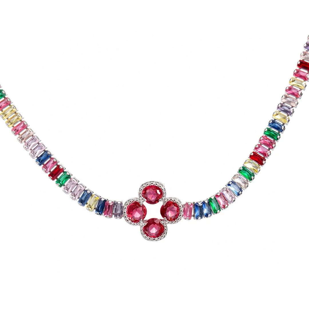 مجموعة مجوهرات CHHC للنساء، قلادة وسوار دوبامين فاخرة لعام 2026، سلسلة كوبية زركونيا ملونة جمالية #4