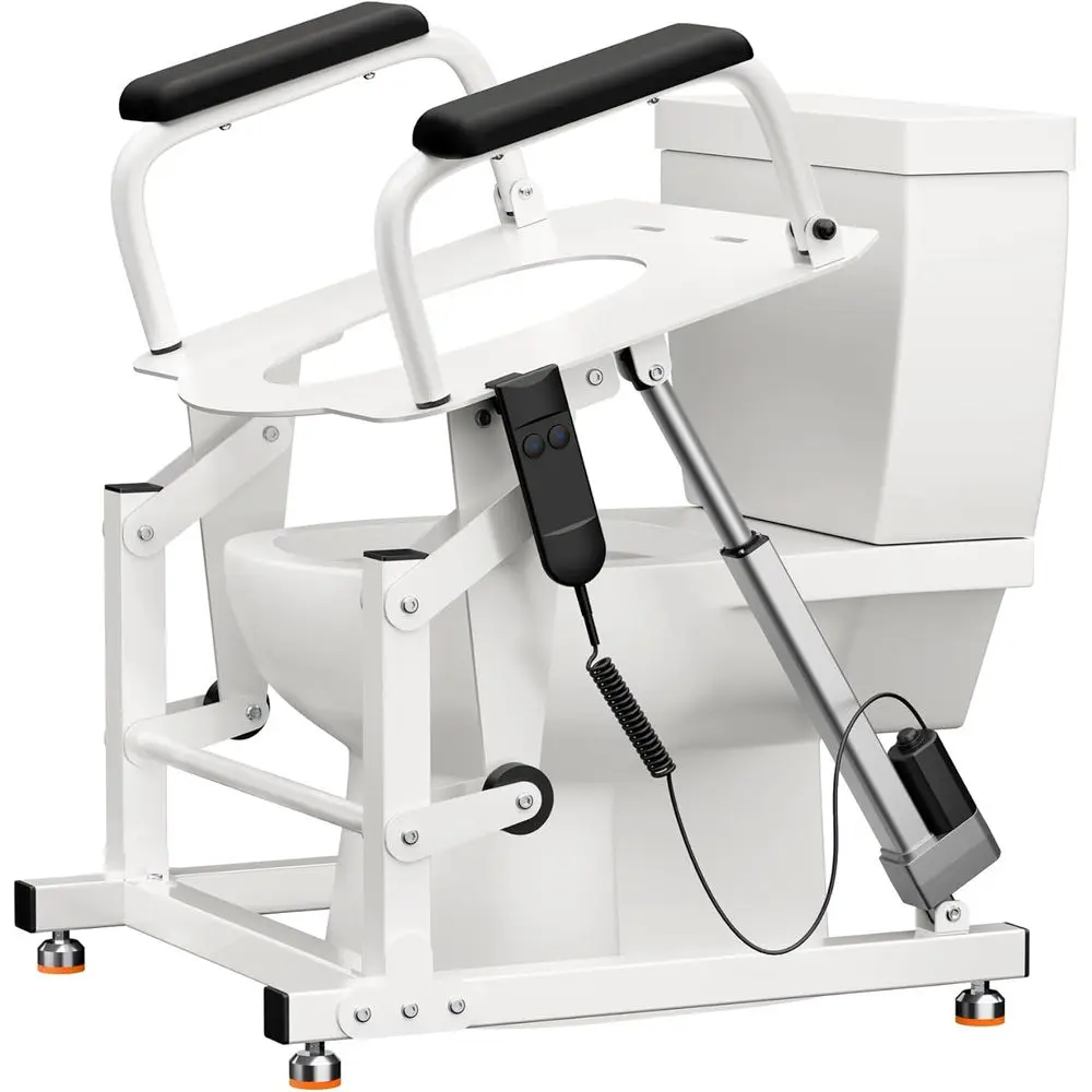 

Electric Toilet Seat Lit with Widened Armrests - 450 lbs Heavy Duty acity, Standing Assior Elderly & Disabled, its Round/Elongat