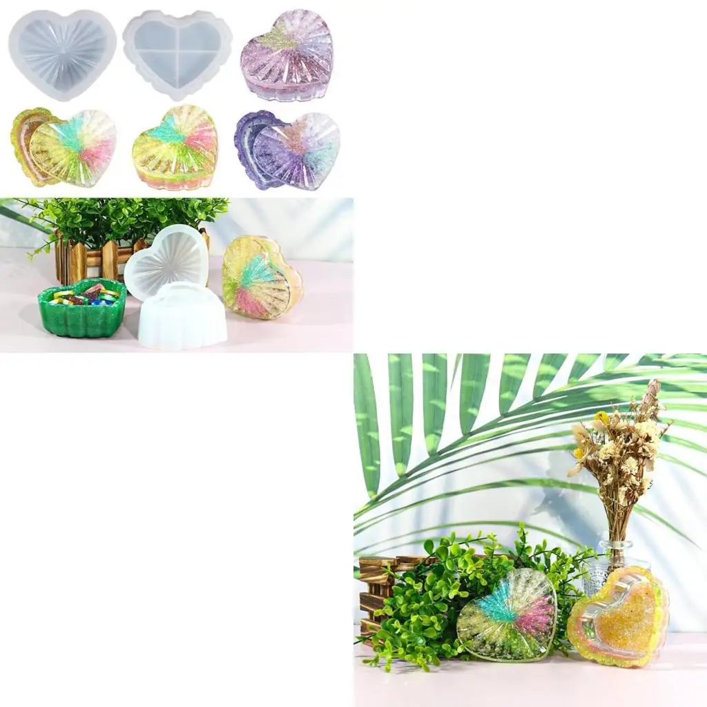 

9HJK в форме сердца DIY Jewelry Box Lears Lyste Casting Эпоксидная пепельница