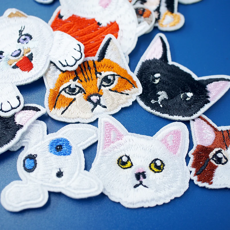 Cat Fashion DIY Patches Cute Animal Embroidery For T-Shirt Iron On Child Kids Appliques Clothes Jeans Stickers Badges Dog